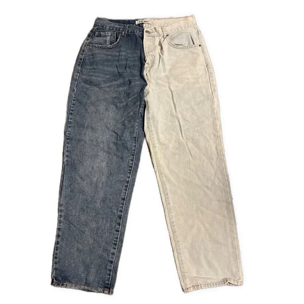 Blue Savvy Blue Straight Wide Leg High Rise Jeans Denim 13 31 Large